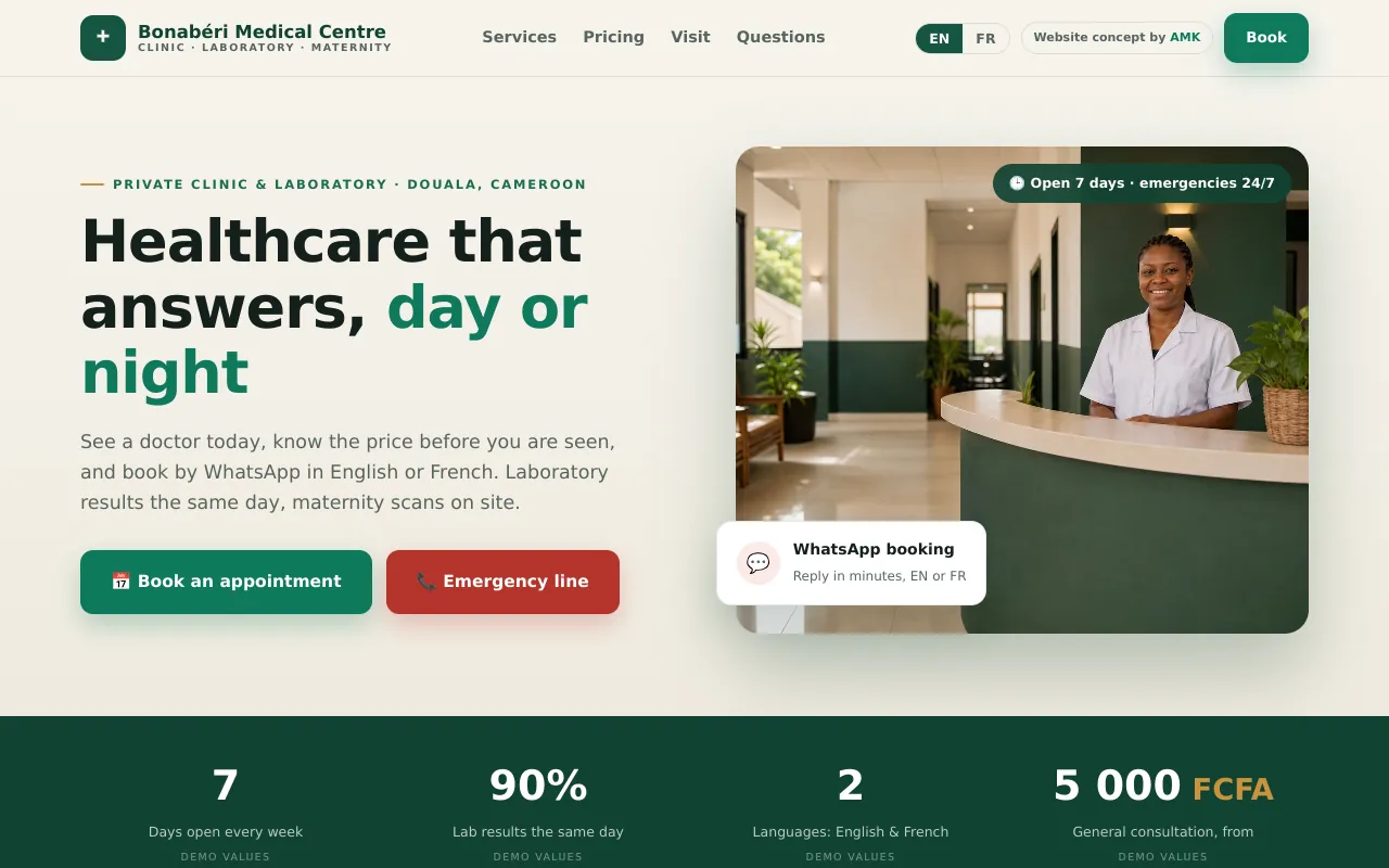 Aperçu du site concept pour une clinique